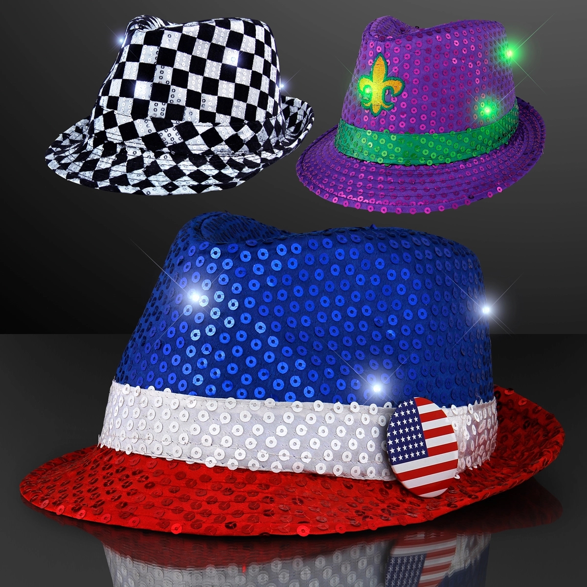 Shiny Colorful Fedora Hats with White Bands 7