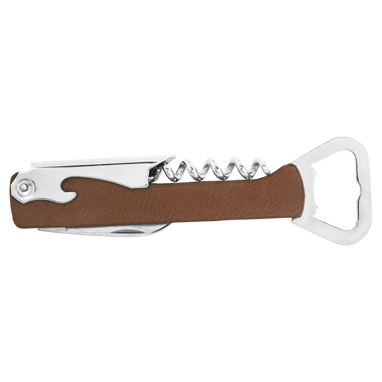 Dark Brown Leatherette Wine Bottle Opener 3