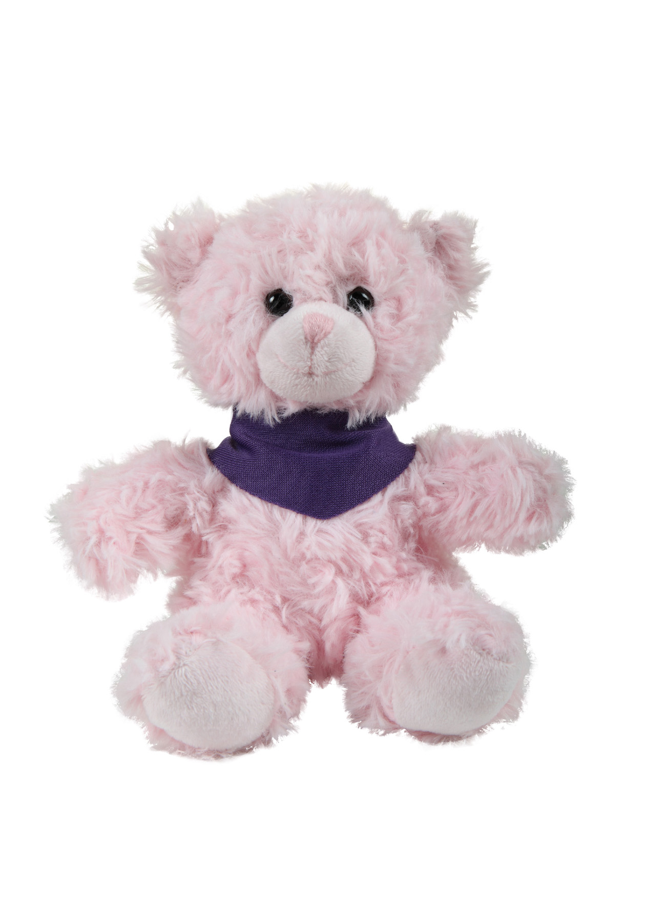 soft plush Pink Curly Sitting Bear with bandana