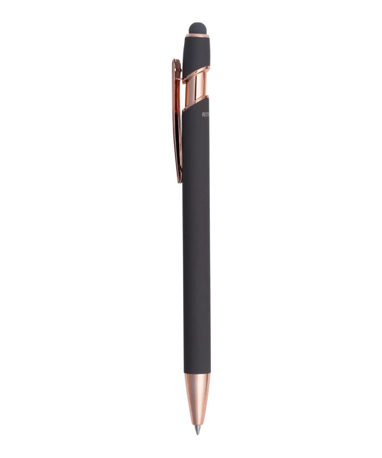 Union Printed - Satin Soft Stylus Gel Click Pen w/ Rose Gold trim 4