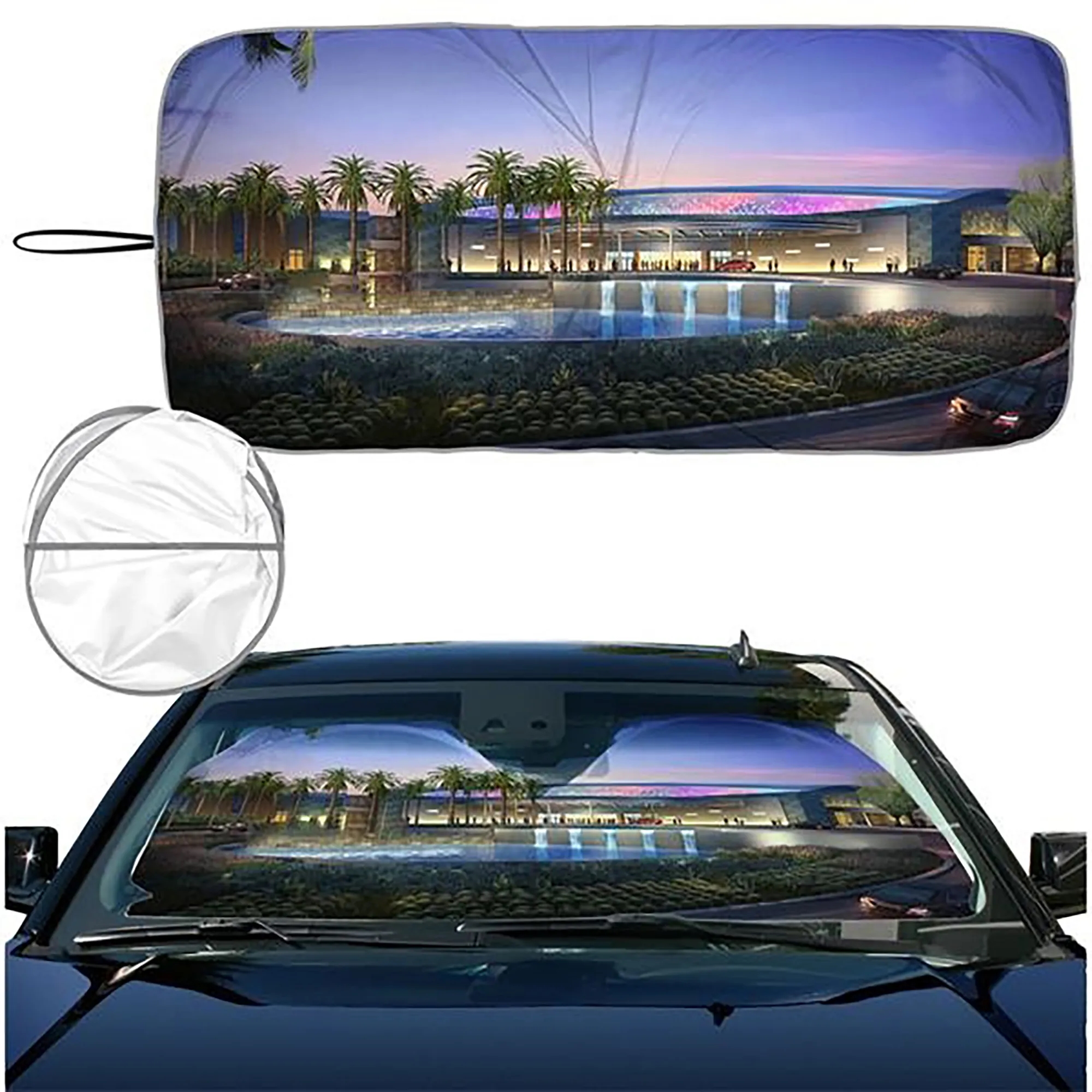 Sublimation Full Color Car Windshield Sun Shade w/ Pouch 3