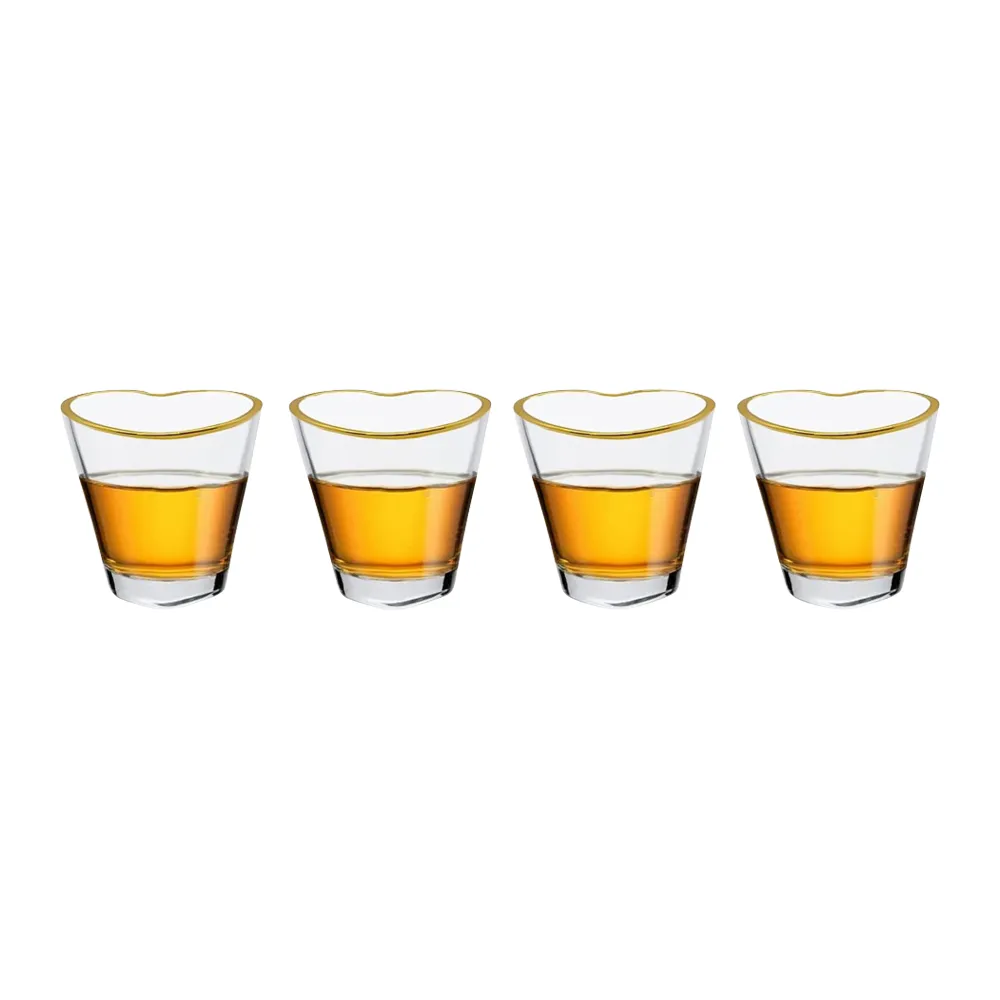 2oz. Gold Rimmed Heart-Shaped Shot Glass 3