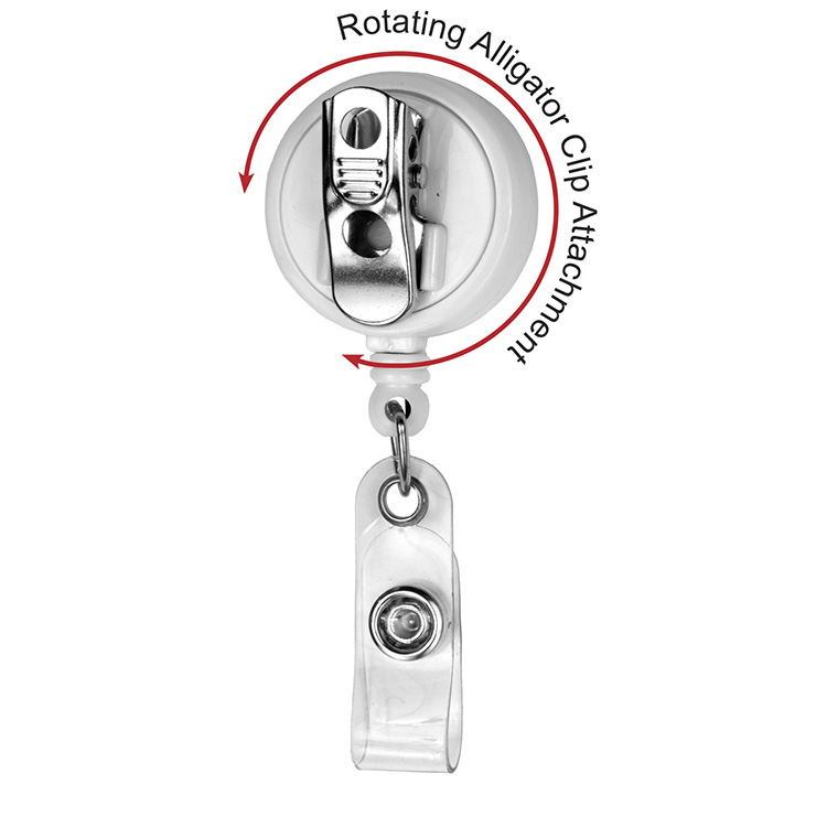"Bellefontaine VL" 30" Cord Round Retractable Badge Reel and Badge Holder with Rotating Alligator Cl 23