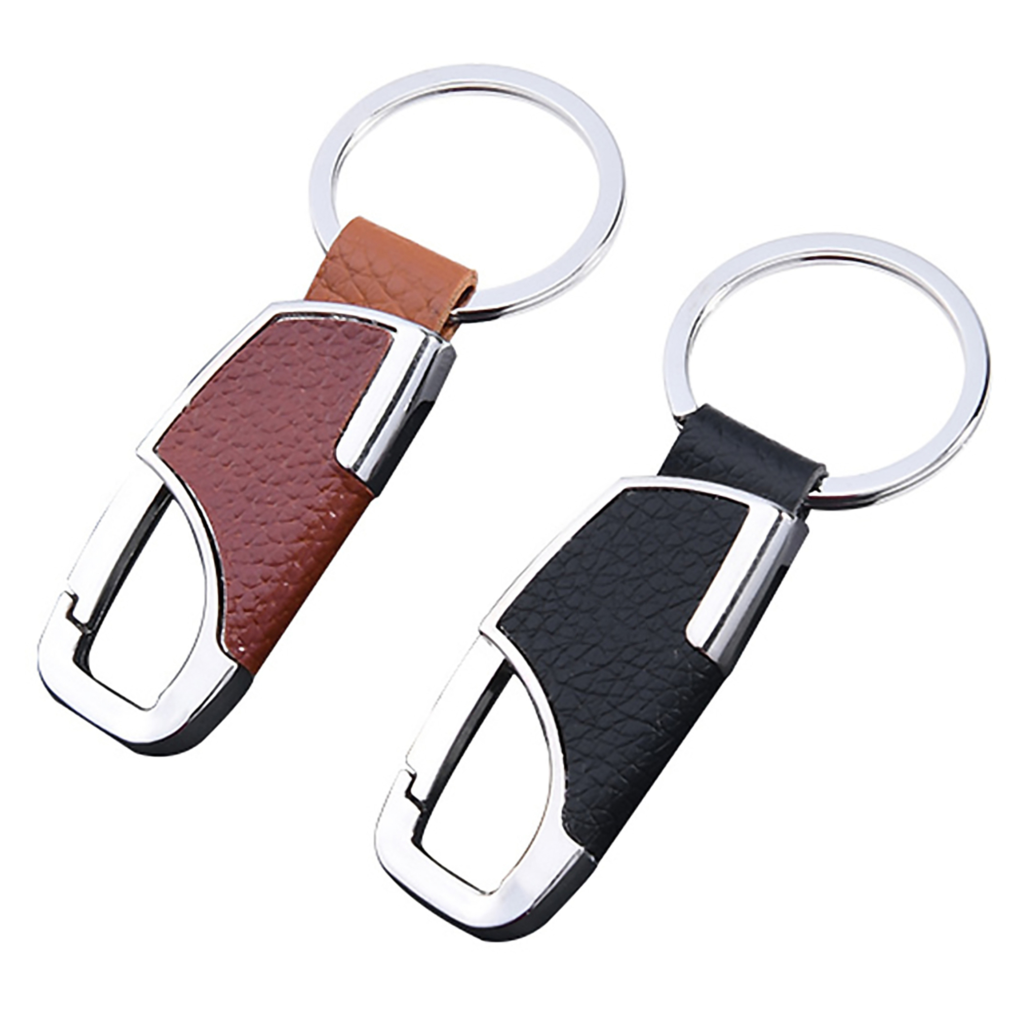 Luxury Stainless Steel and Leather Car Keychain 3