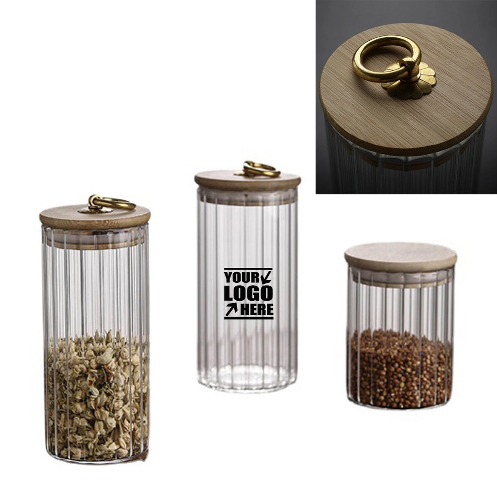 Glass Storage Jar Food Container Copper Pull Ring Cover 1