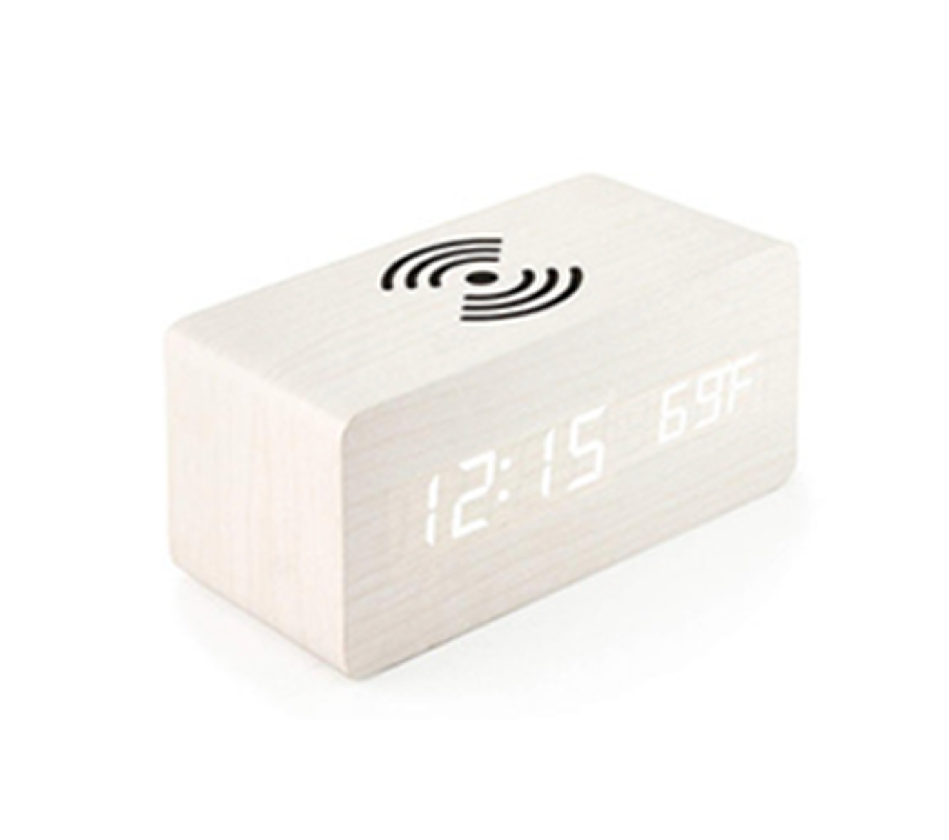 Wooden LED Alarm Clock with Wireless Charger 4