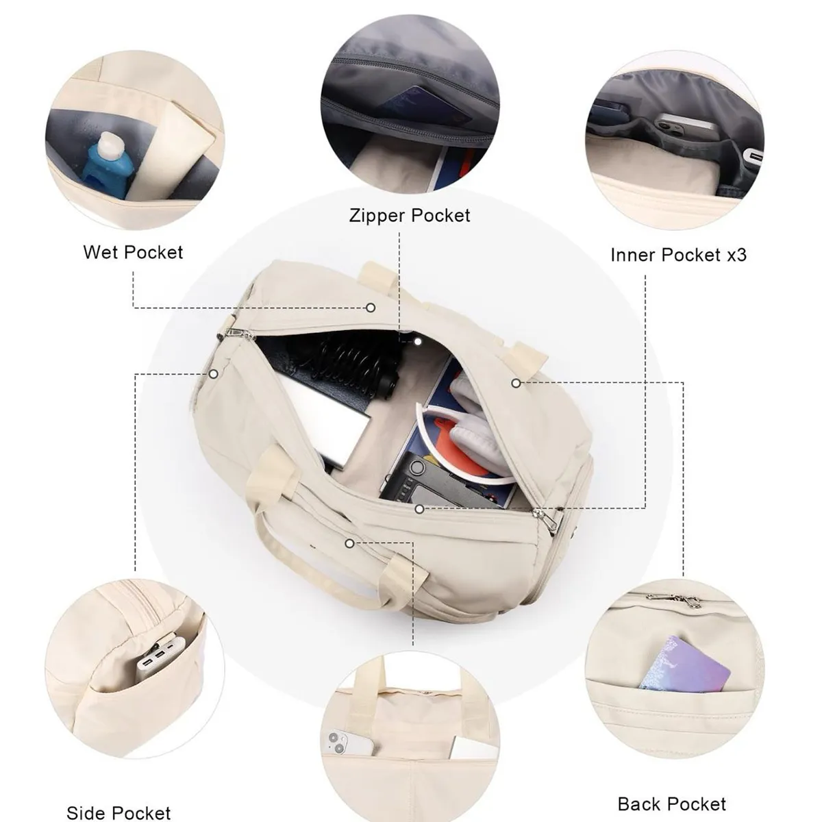 25L Waterproof Gym Sports Luggage Bag With Shoe Compartment 5