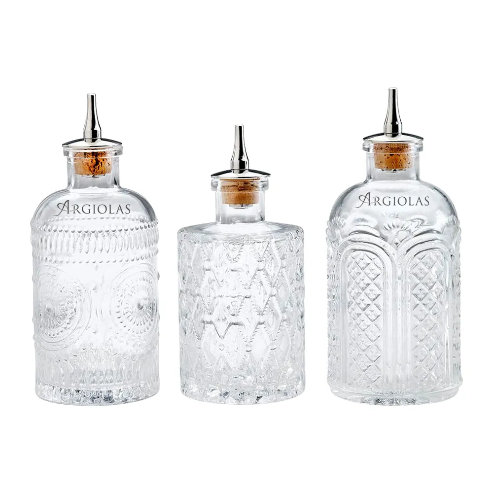 6.8oz. Glass Bitters Bottle Retro Design Trio 4