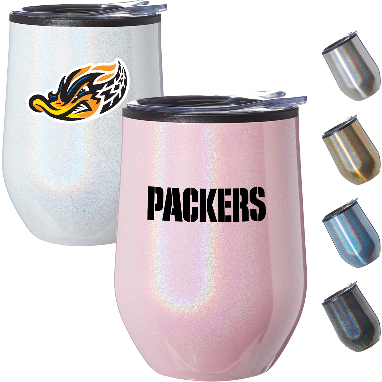 12 oz Iridescent Compact Travel Tumbler w/ Clear Lid EVA Pad 5