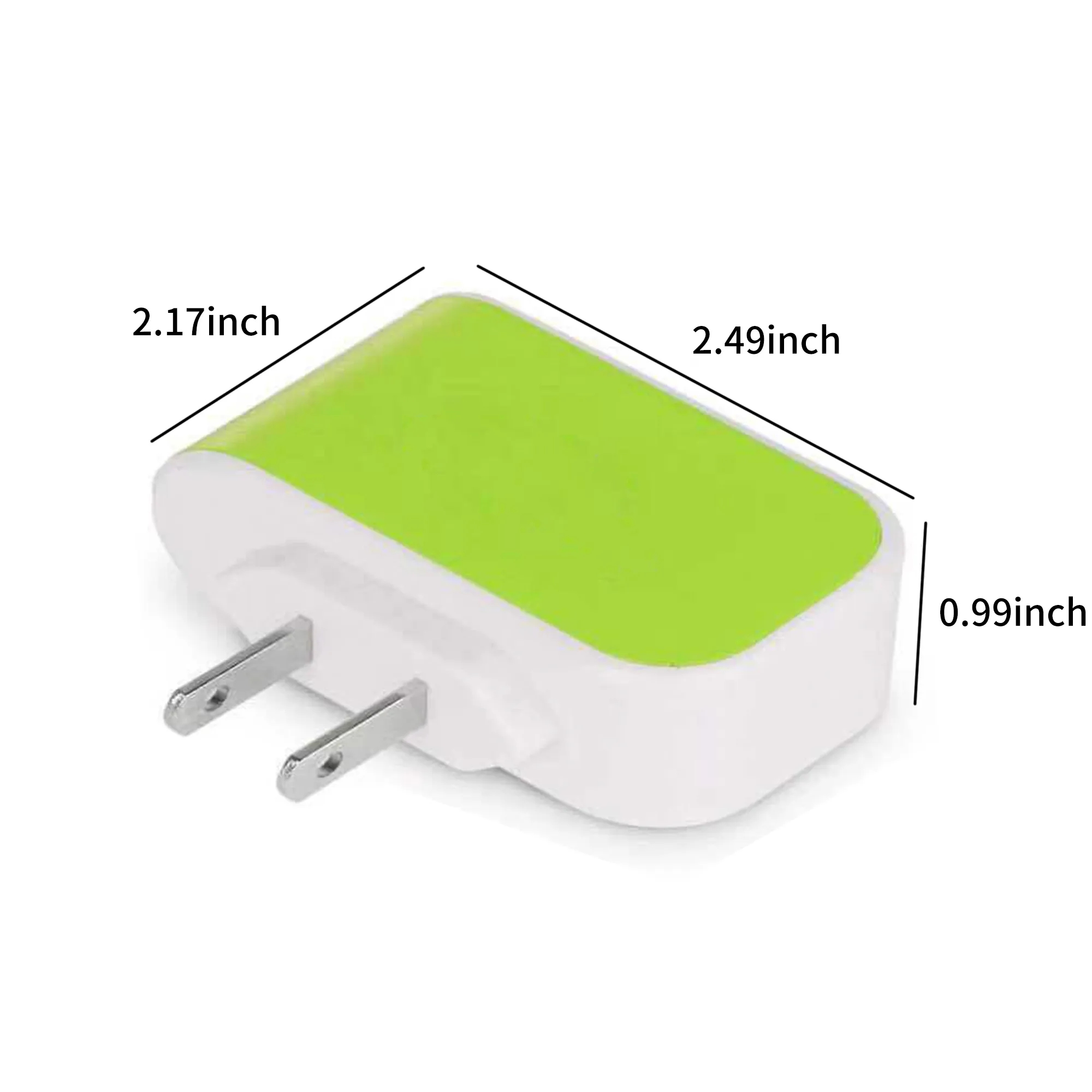 Compact 3 USB LED Charger 2.49x2.17x0.99 Inch 2