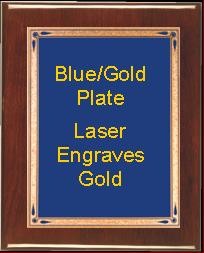 6-1/4" x 8-1/4" Rosewood Piano Finish Standing Plaque with a Blue Florentine Plate 2