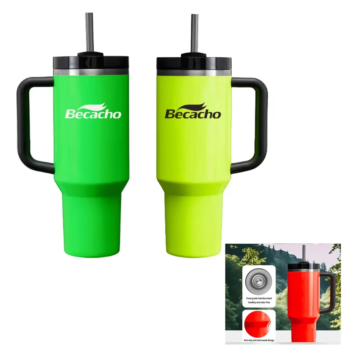 Neon Bright Colors for 40OZ Tumbler with Handle and Lid 1