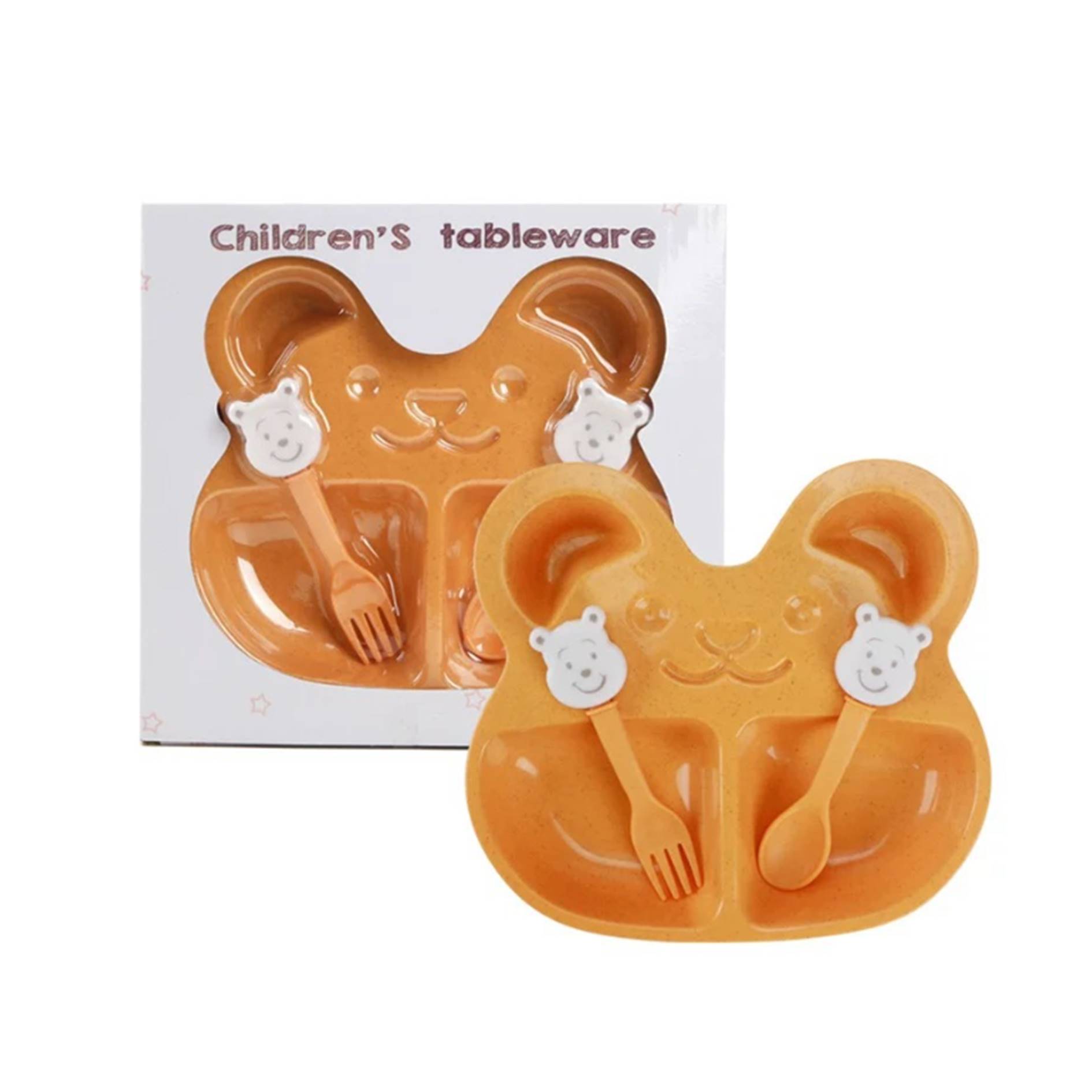 Bear Shaped Wheat Straw Kids Plate Set 2