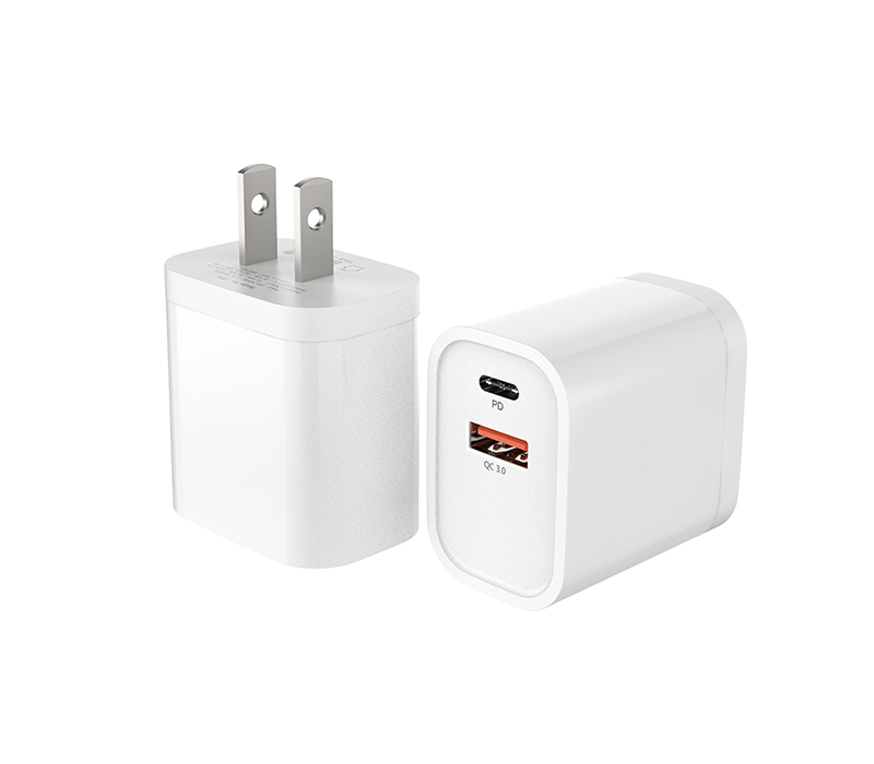 Dual Port USB Wall Plug Charger - PD 18W + QC3.0 1
