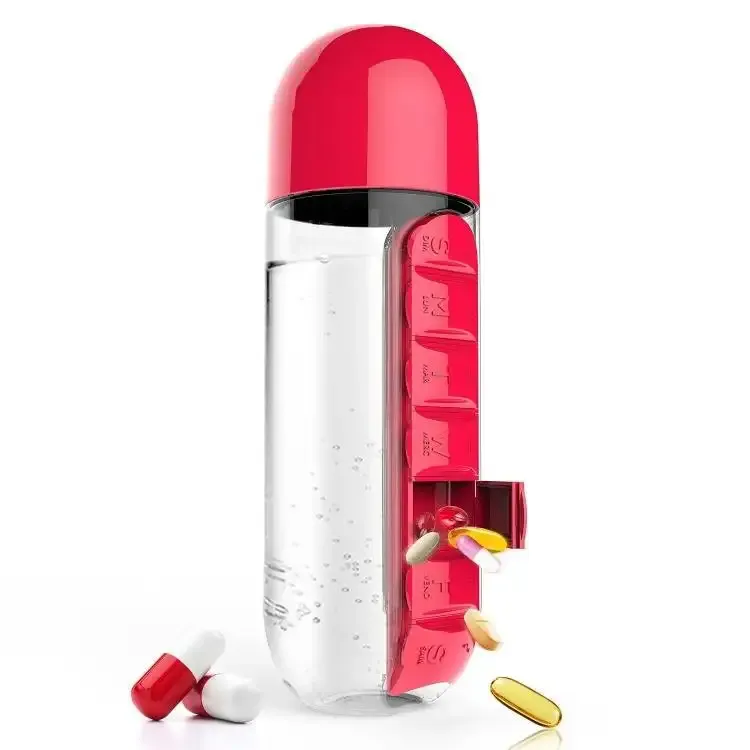Water Bottle with Pill Box Organizer 2