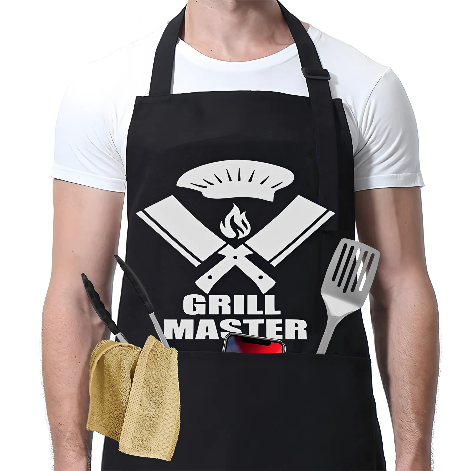 Wholesale Custom Bib Aprons with 3 Pockets Water Oil Resistant for Business 3