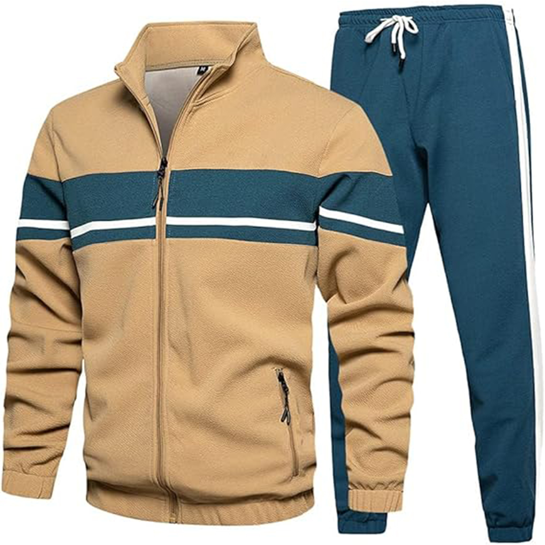 Casual Contrast Sports Jogging Tracksuits Set 1