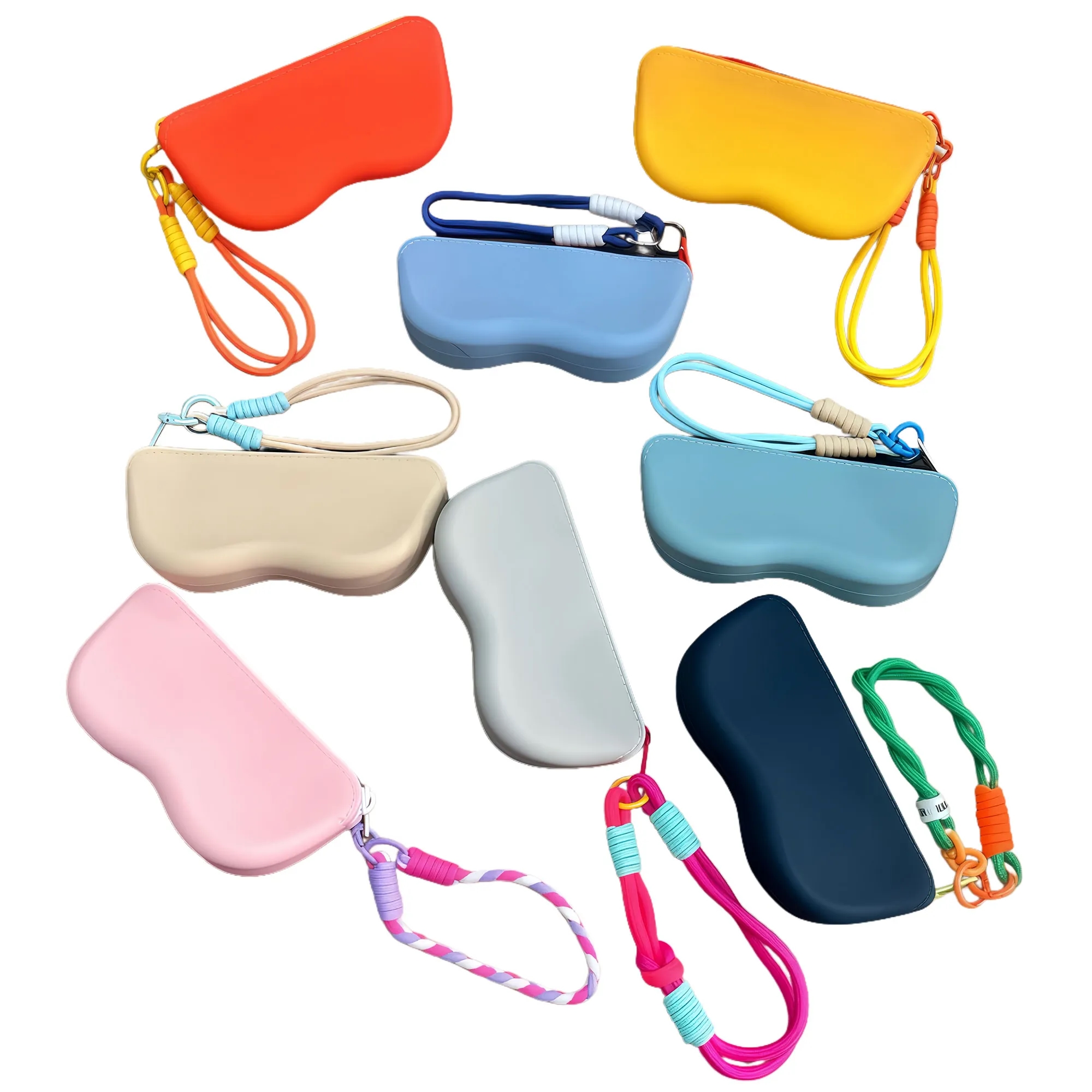 Trendy Color Block Eyeglasses Pouch Portable Travel Case 2