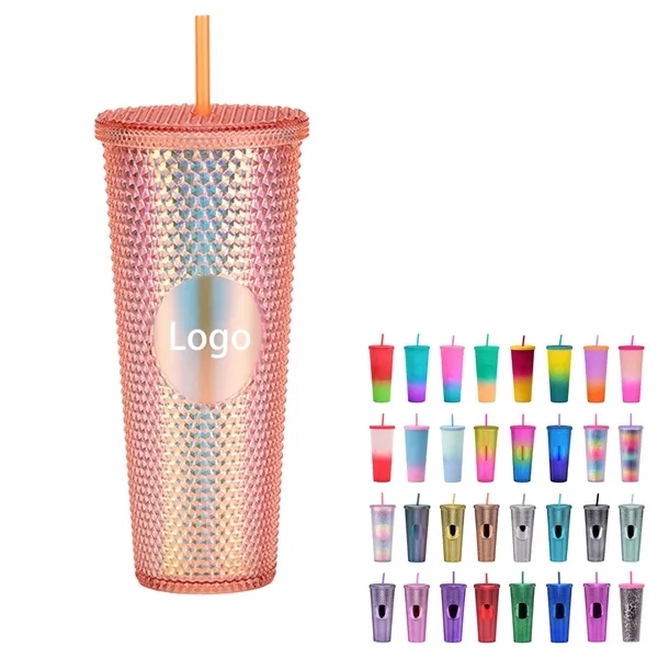 Textured Studded Cup with lid And Straw 24Oz 3
