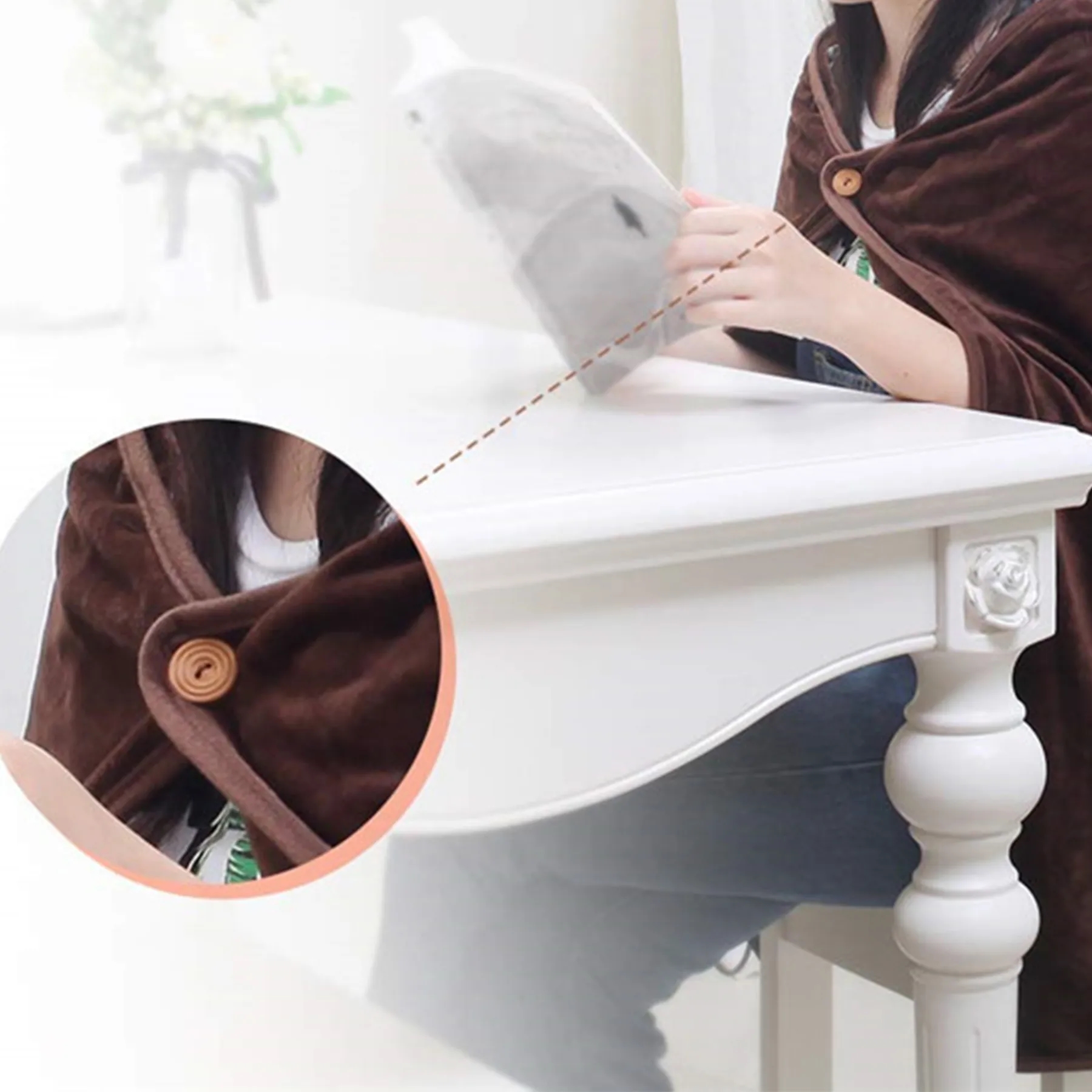 Flannel Electric Heated Wearable Blanket Wrap Shawl 3