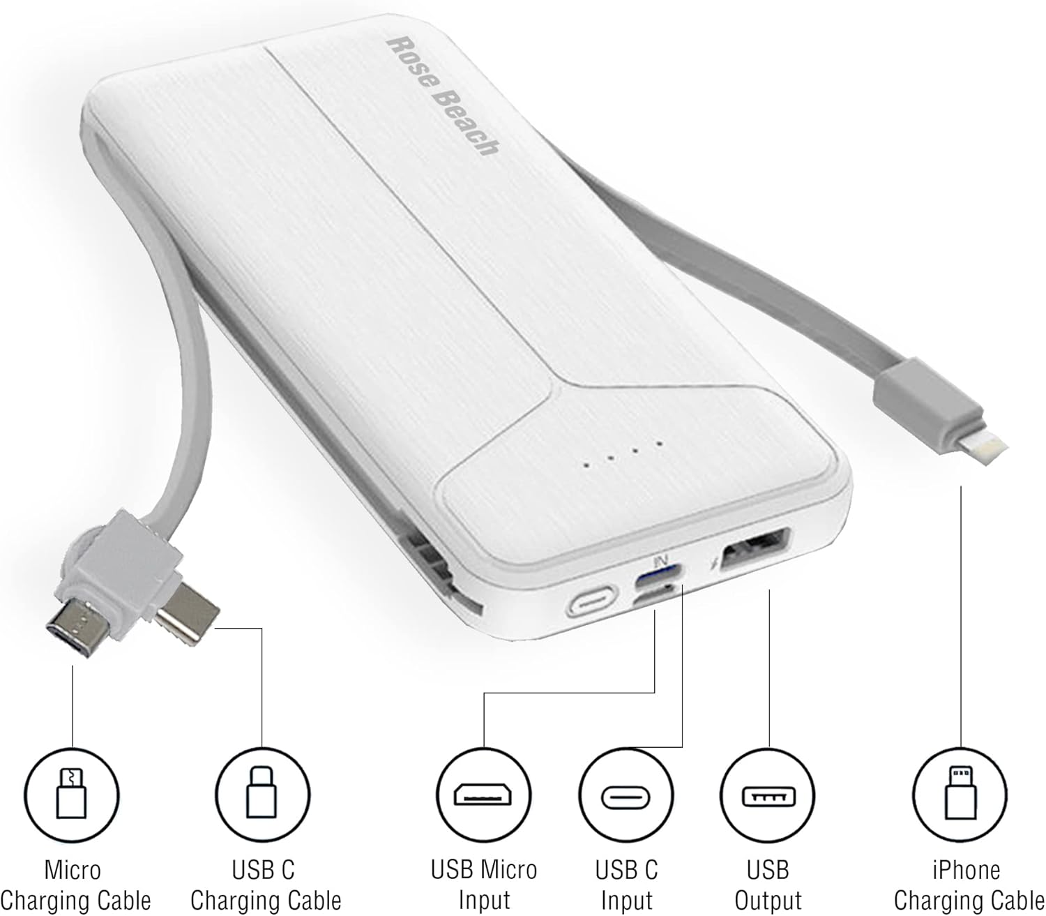 10000 mAh Power Bank with Built-in Cables 1