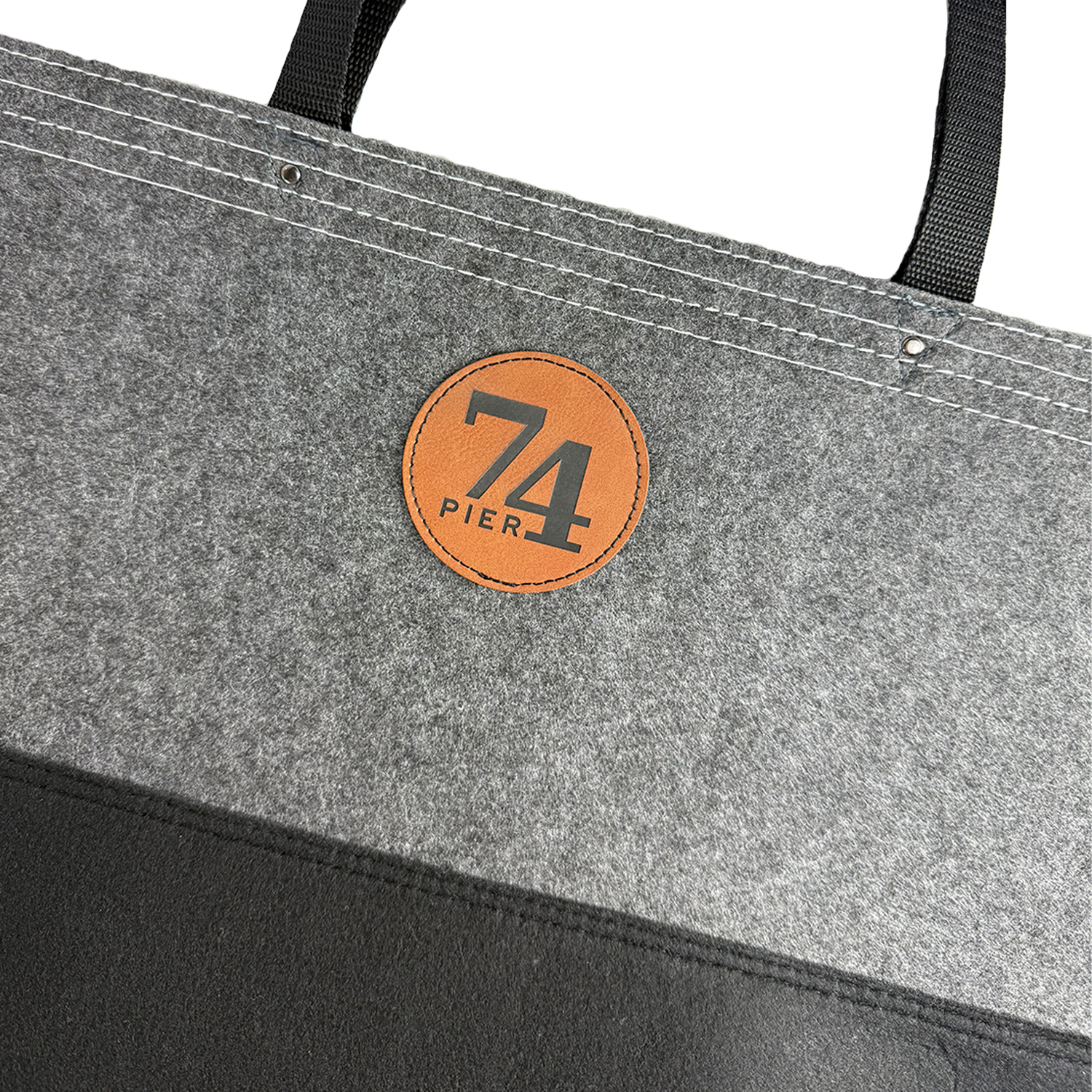 Large Felt Tote w/ Leatherette Patch, custom tote bag with logo imprint 3