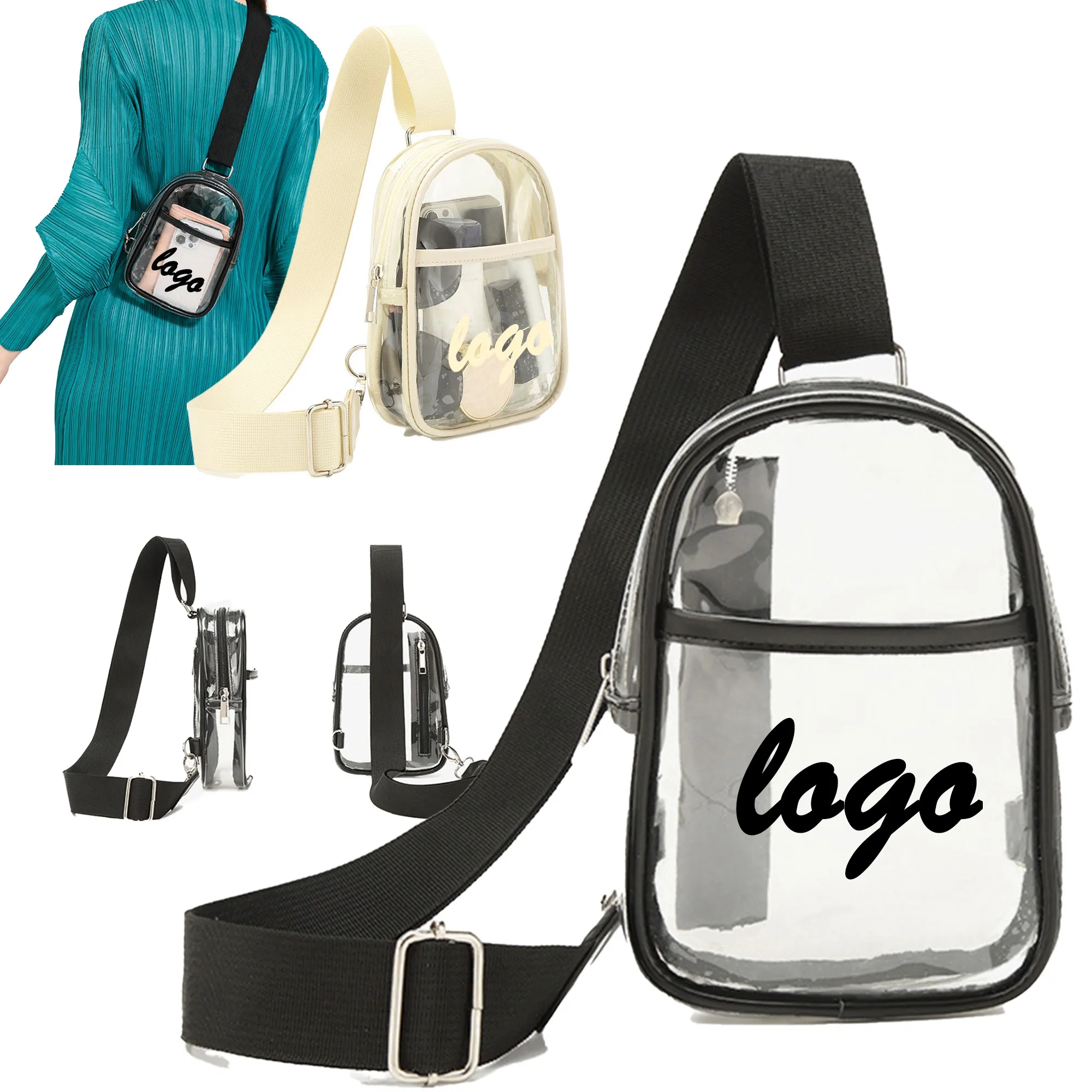 MOQ 30 PVC Transparent Crossbody Chest Bag One Shoulder 2