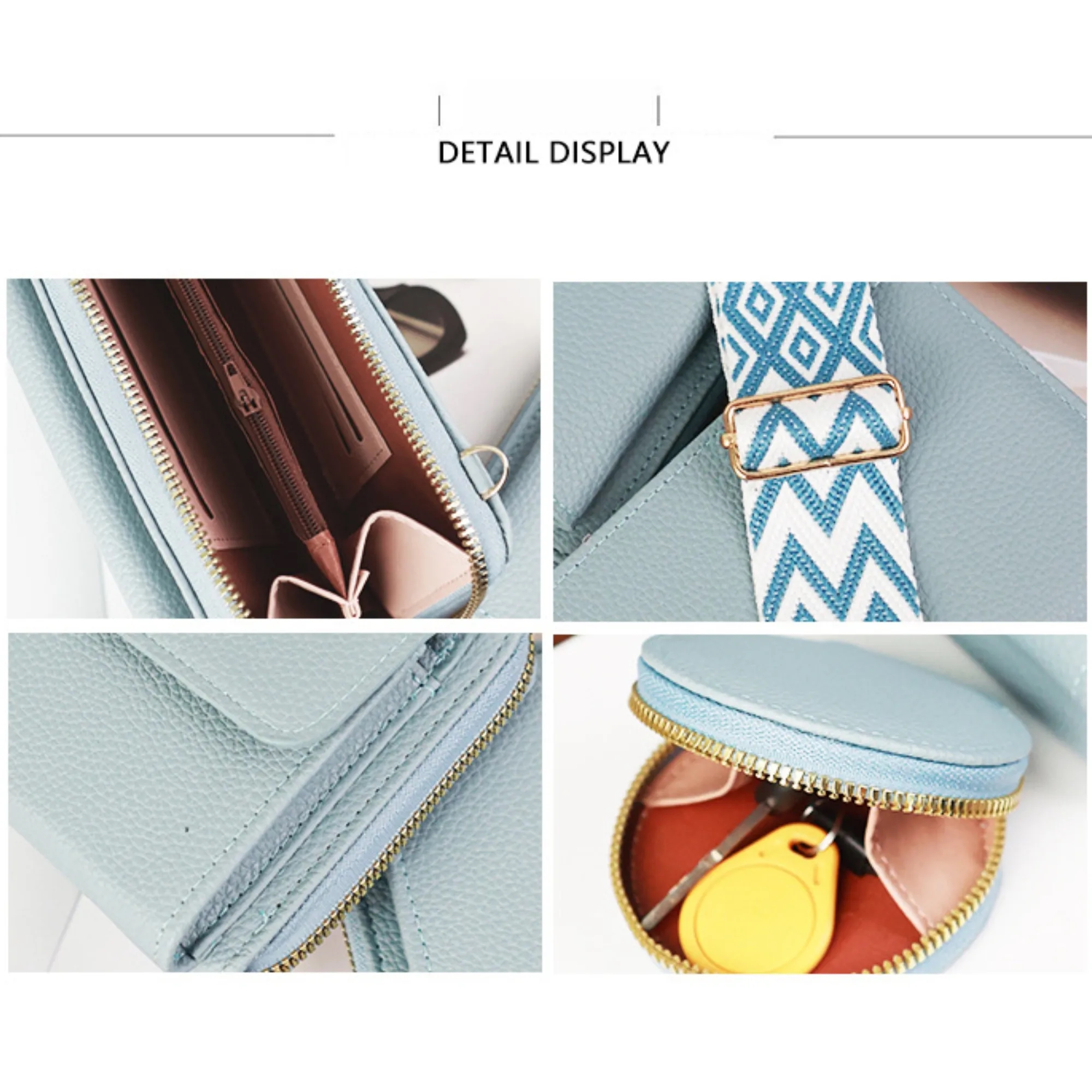 Multi Functional Pu Wallet Crossbody Bag With Mini Pouch 3
