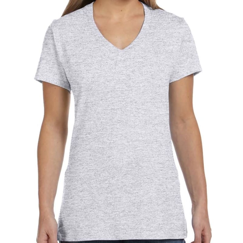 Hanes Ladies 4.5 Oz., 100% Ringspun Cotton Nano-T® V-Neck T- 9