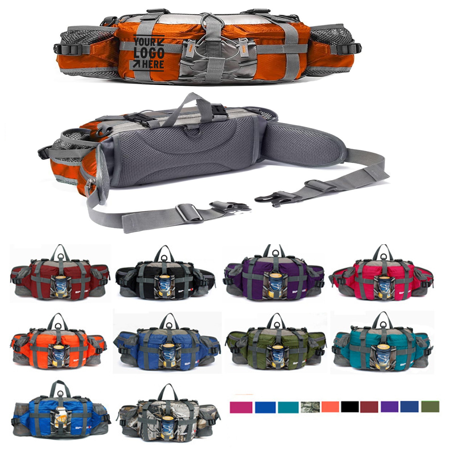 Outdoor Fanny Hiking Camping Biking Waterproof Waist Pack 2 Water Bottle Holder Sports Bag 3