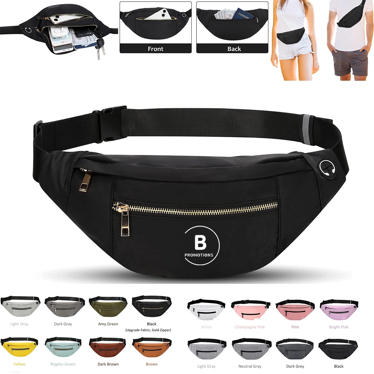Large Crossbody Fanny Pack with 4-Zipper Pockets 3