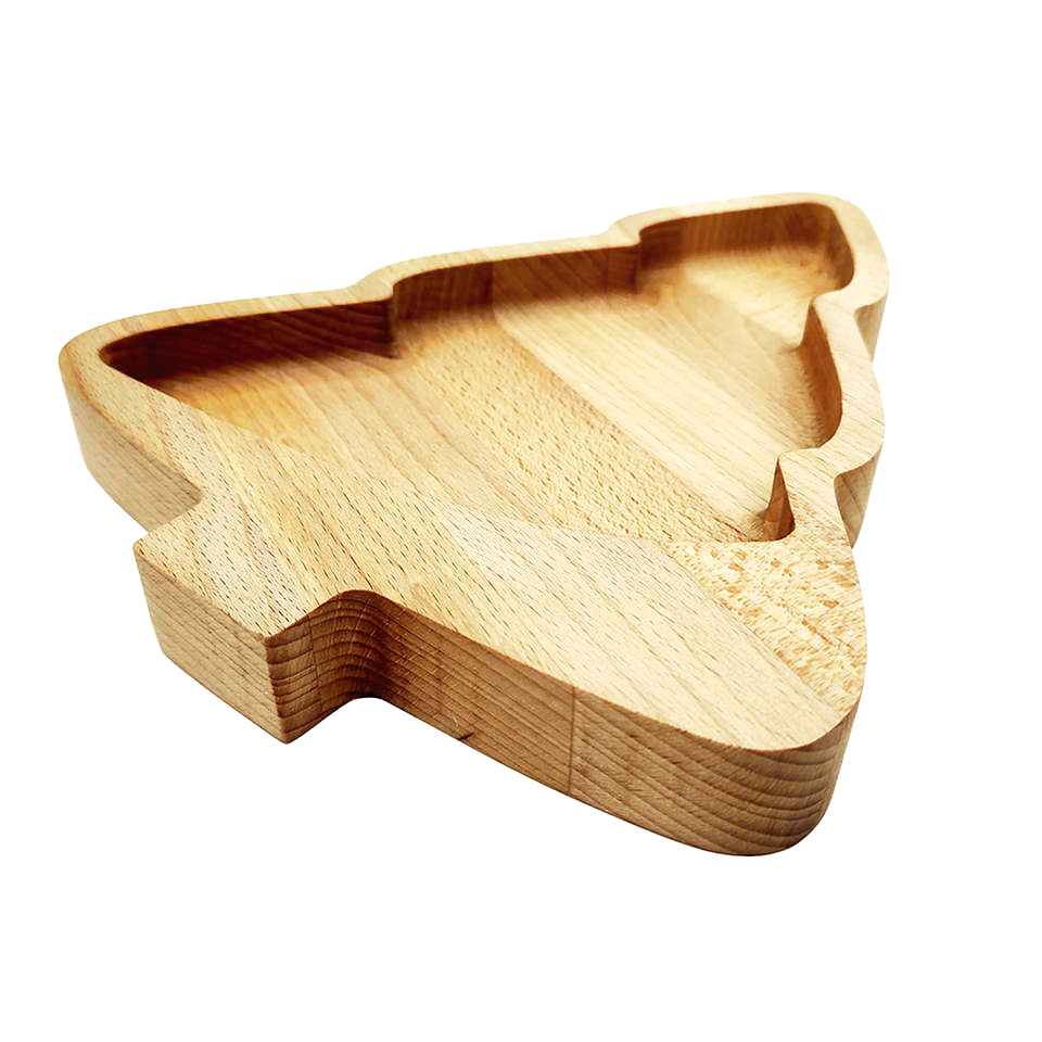 Bamboo/Wooden Christmas Tree Shaped Thick Tray 4