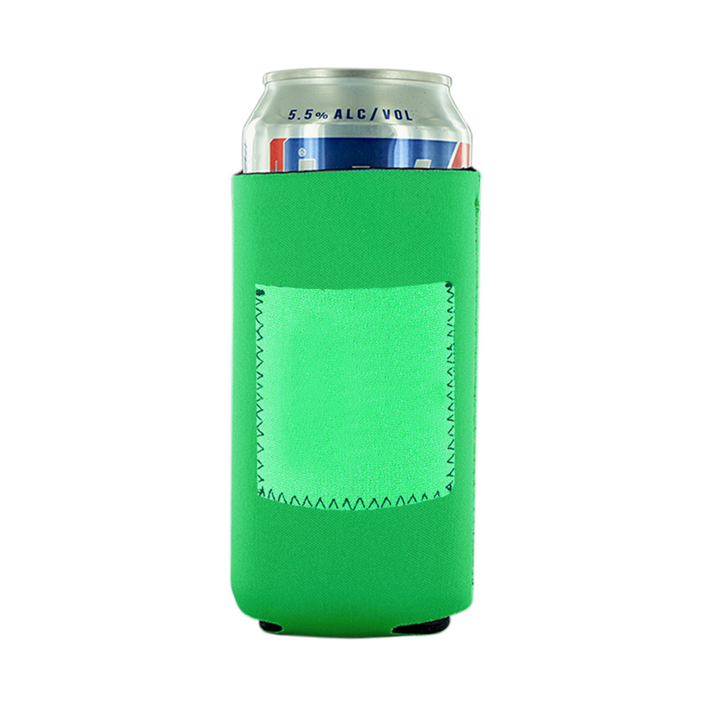Tall Collapsible Neoprene Can Cooler With Pouch 6.29" X 3.54" 5