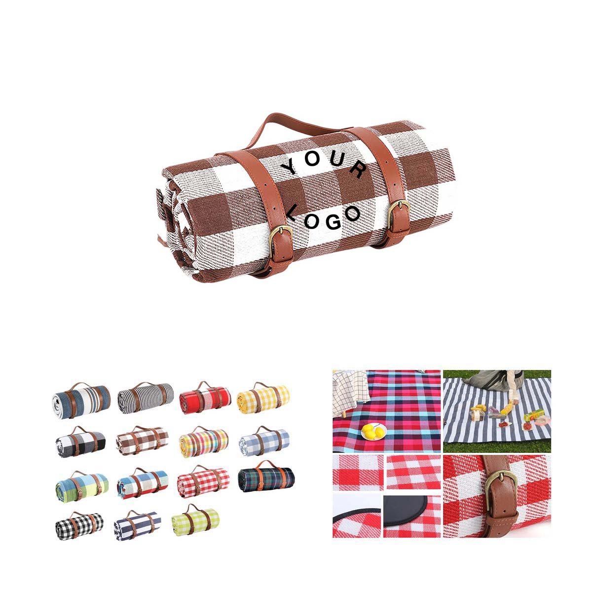 Large Outdoor Picnic Blanket with Leather Strap 26