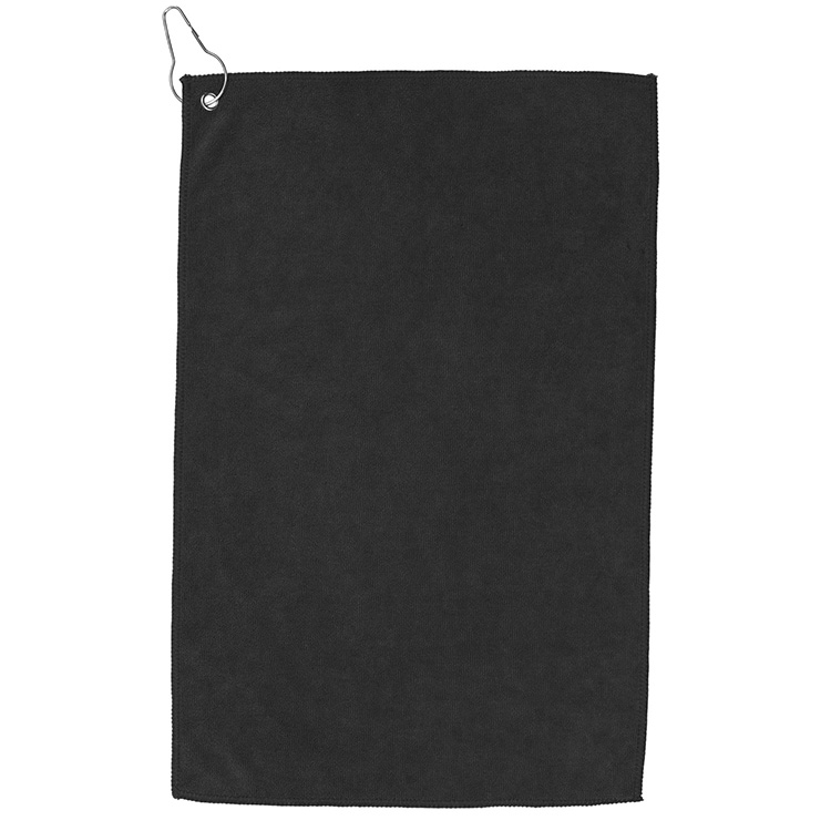 "THE IRON" Recycled RPET 300 GSM Heavy Duty Microfiber Golf Towel with Metal Grommet and Clip - 12" 10