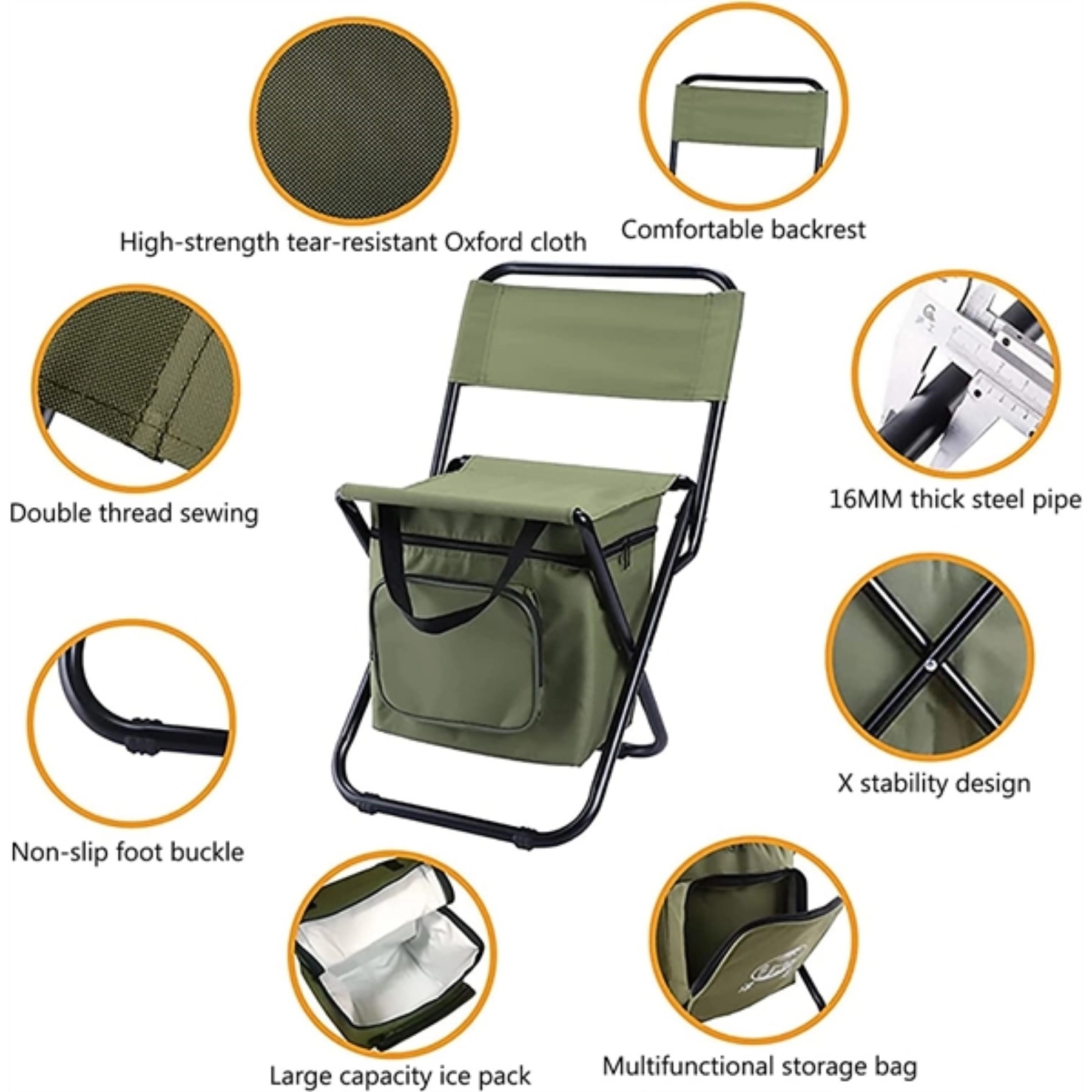 Portable Foldable Camping Chair with Cooler Bag 4