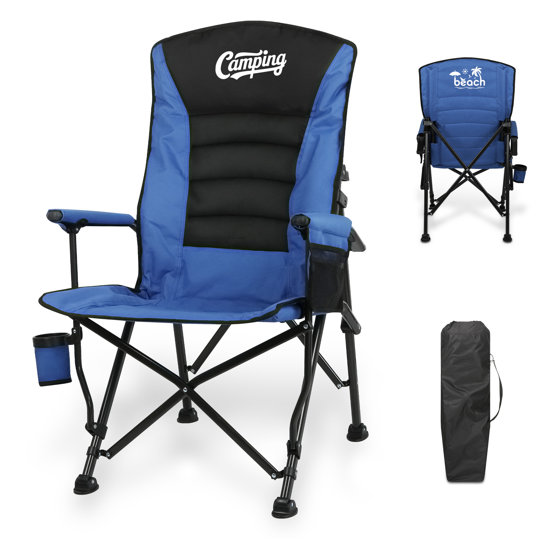 Premium Adjustable Backrest Padded Folding Camping Chair 5