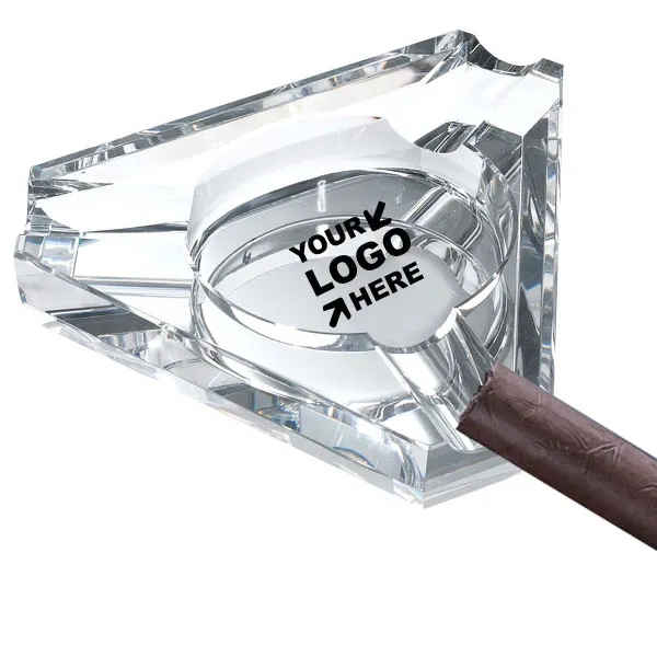 Triangular Crystal Ashtray For 3 Cigars 1