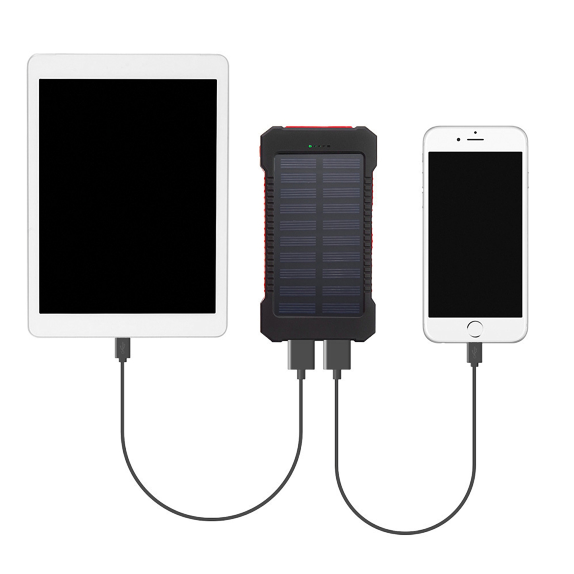 Portable 10000mAh Solar Power Bank w/Dual USB and LED Flashlight 4