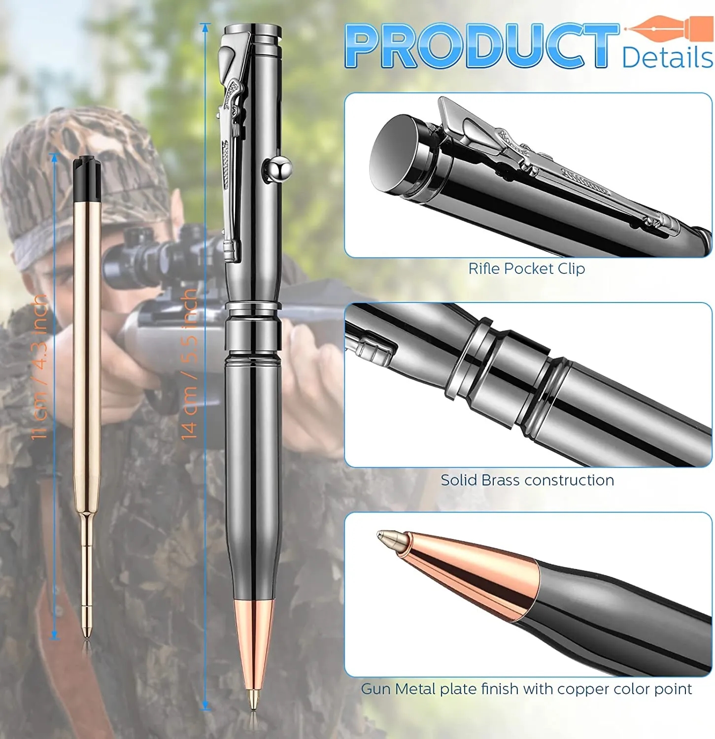 Gun Pen Brass Bullet Pen 5