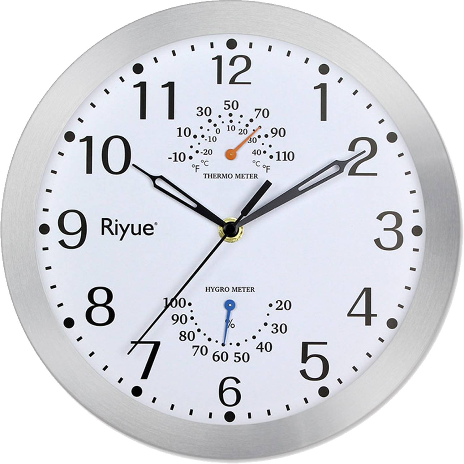 10 In Round Wall Clock with Temperature & Humidity 2