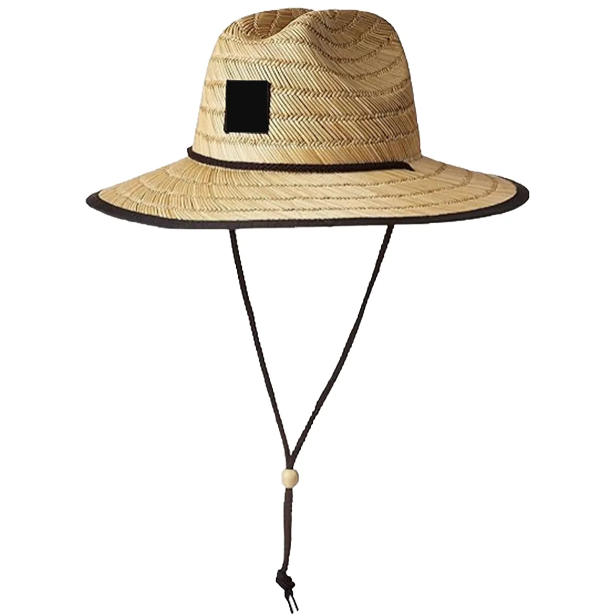 Center-Dent Printed Fabric Durability Wide-Brimmed Straw Hat 3