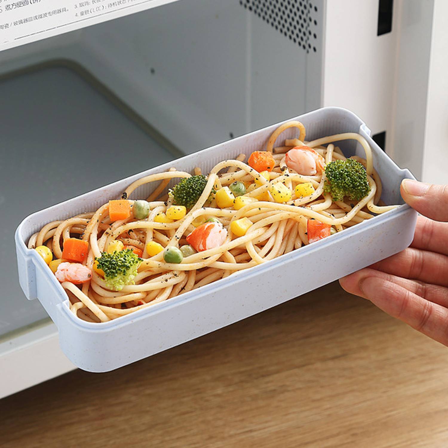 3 Tiers Wheat Straw Lunch Box w/Utensils 9