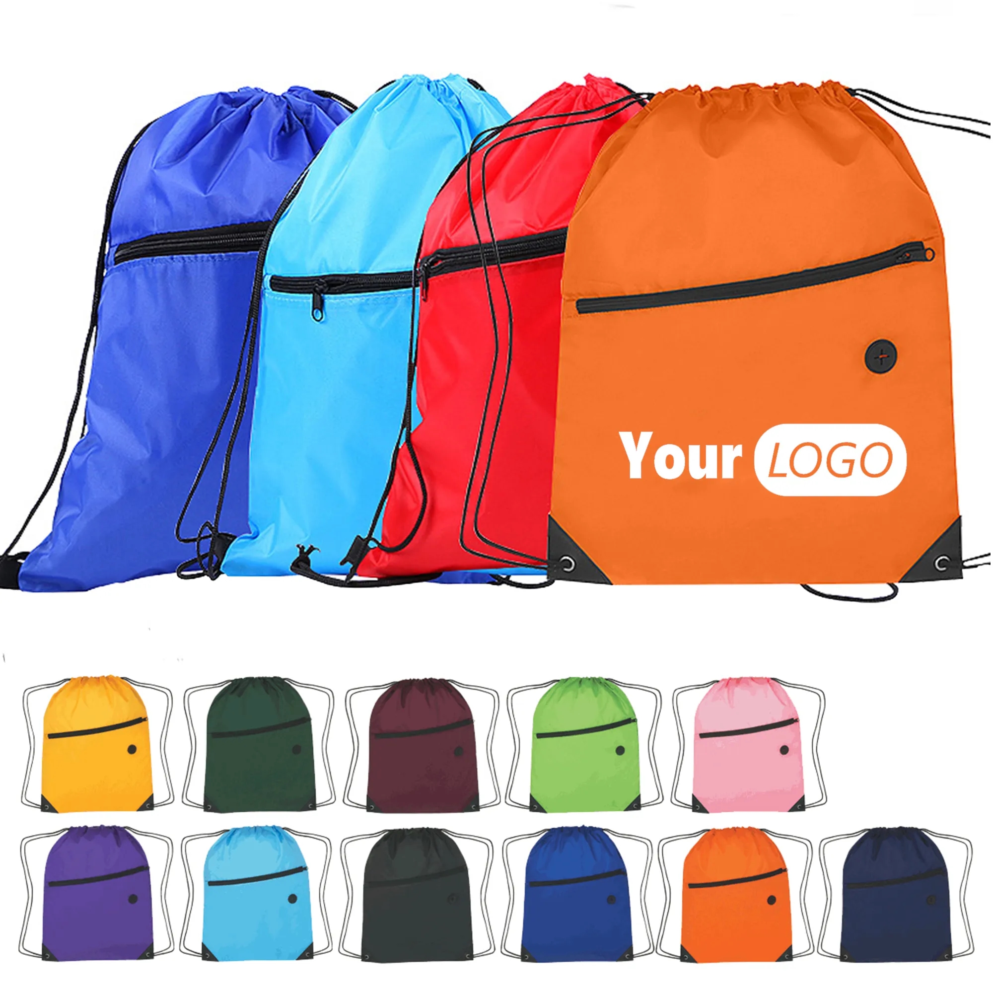 Drawstring Backpacks with Pocket 2