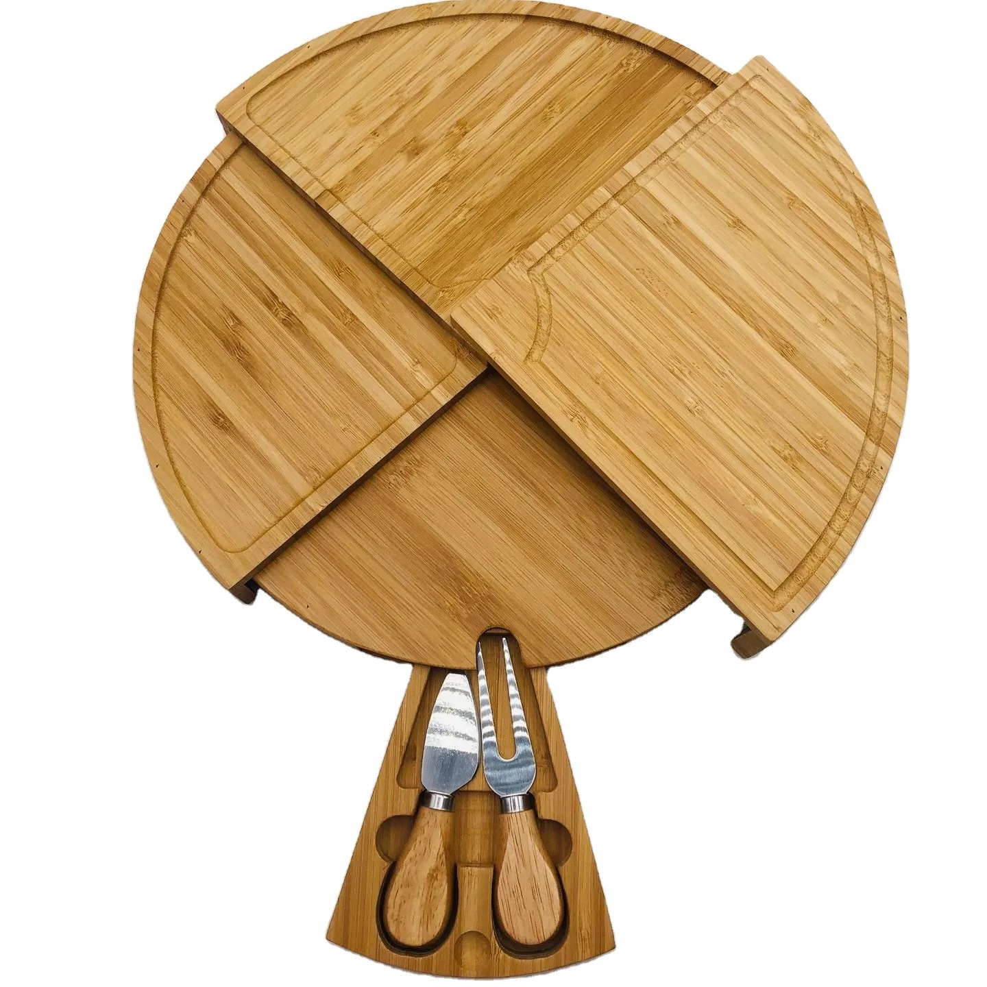 Compact Bamboo Cheese Board Set with Knife 2
