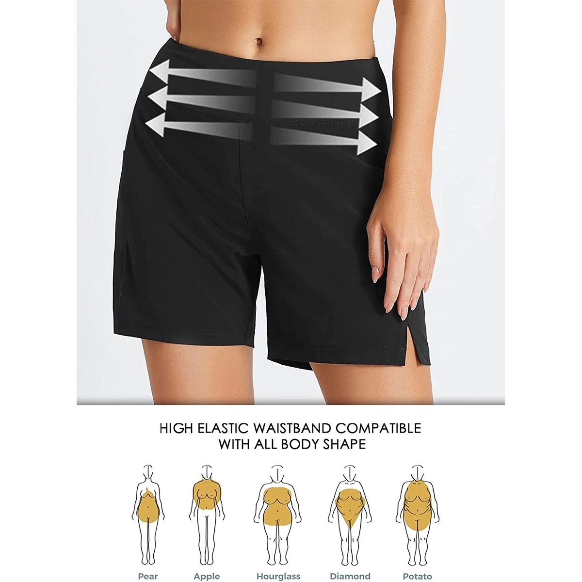 Quick Dry High Waisted Swim Board Shorts Swimsuit 5