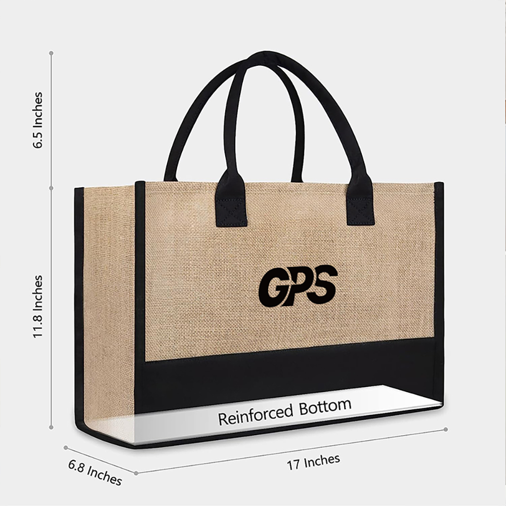 Customizable Initial Jute Tote Bag, custom tote bag with logo imprint 2