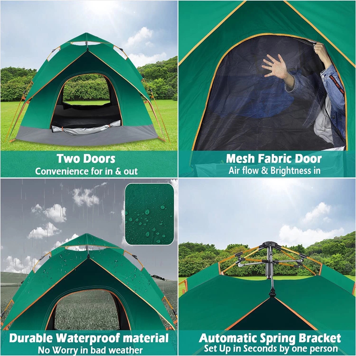 Instant Pop Up Outdoor Camping Tent For 3-4 Person 5