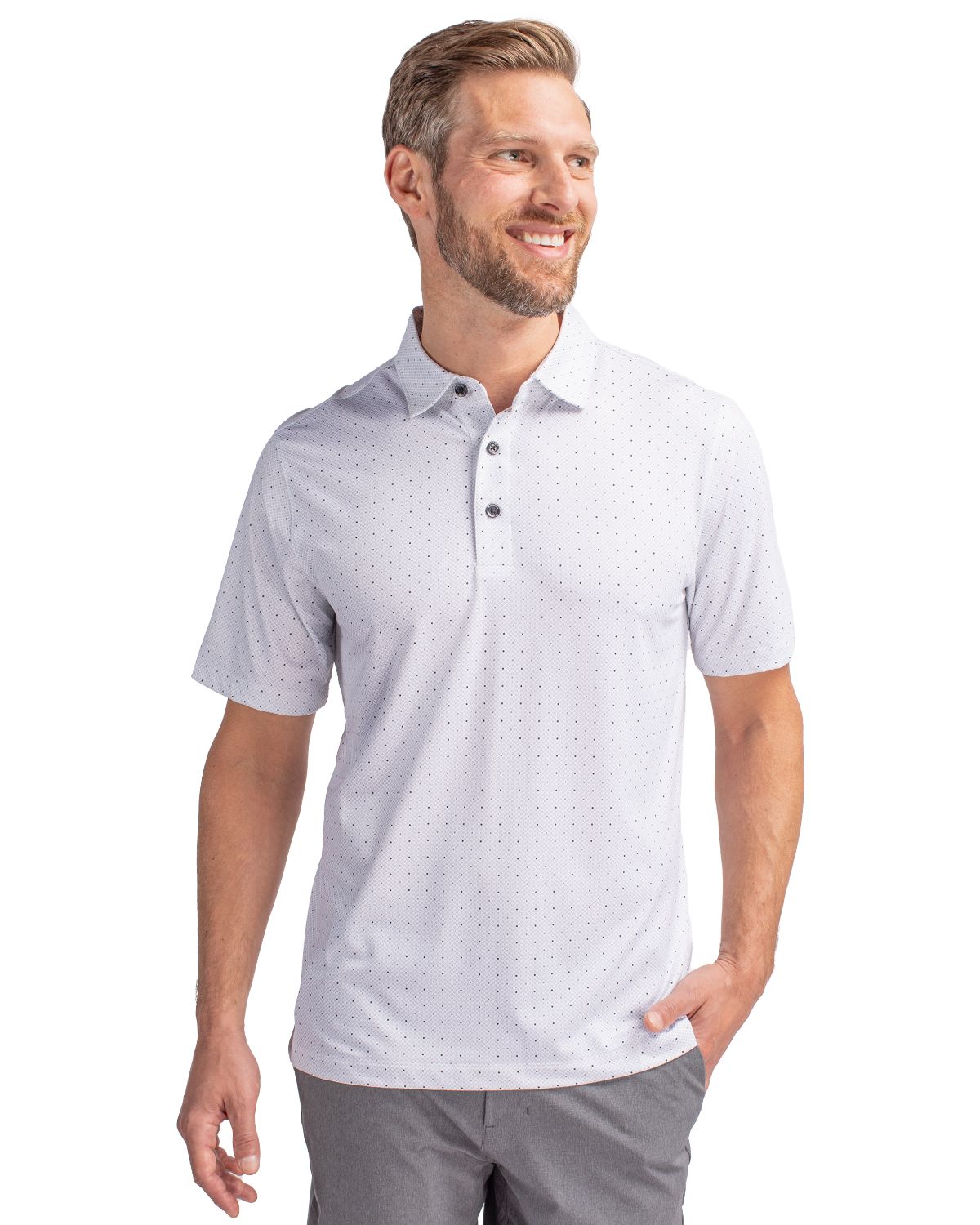 Pike Double Dot Print Stretch Mens Polo