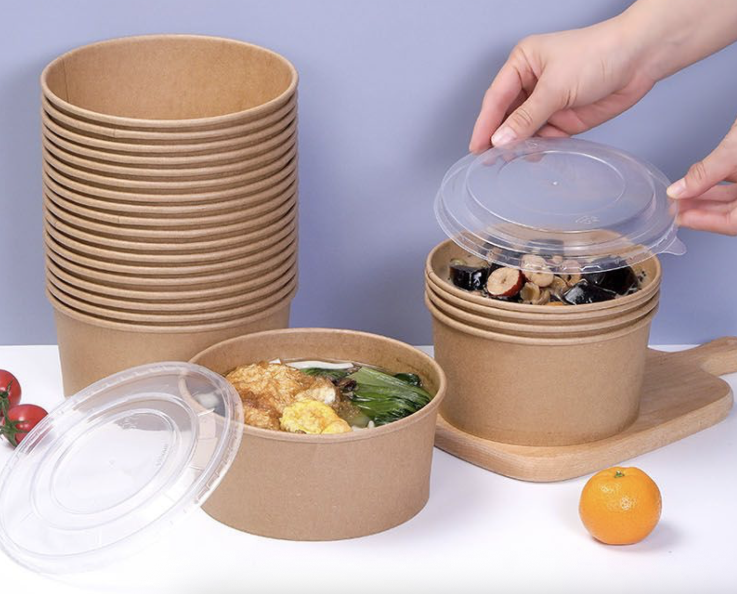 25 Oz Large Paper Bowls with Lids 10
